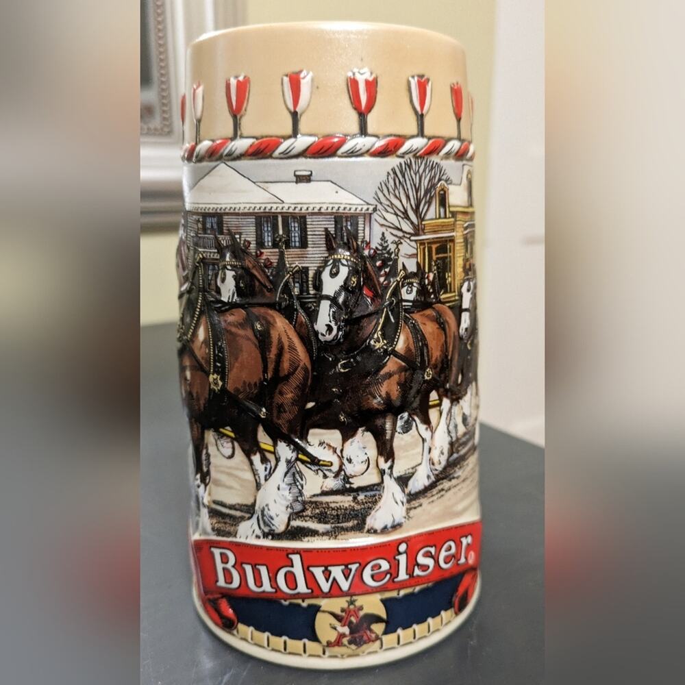 Vintage Budweiser B Series Christmas Stein 1986